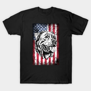 Patriotic Rottweiler American Flag T-Shirt